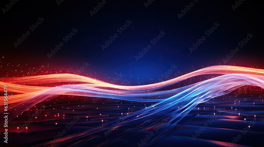 Poster dynamic wave light stipe tech, futuristic network connection background