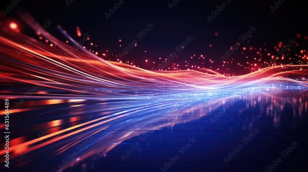 Poster dynamic wave light stipe tech, futuristic network connection background