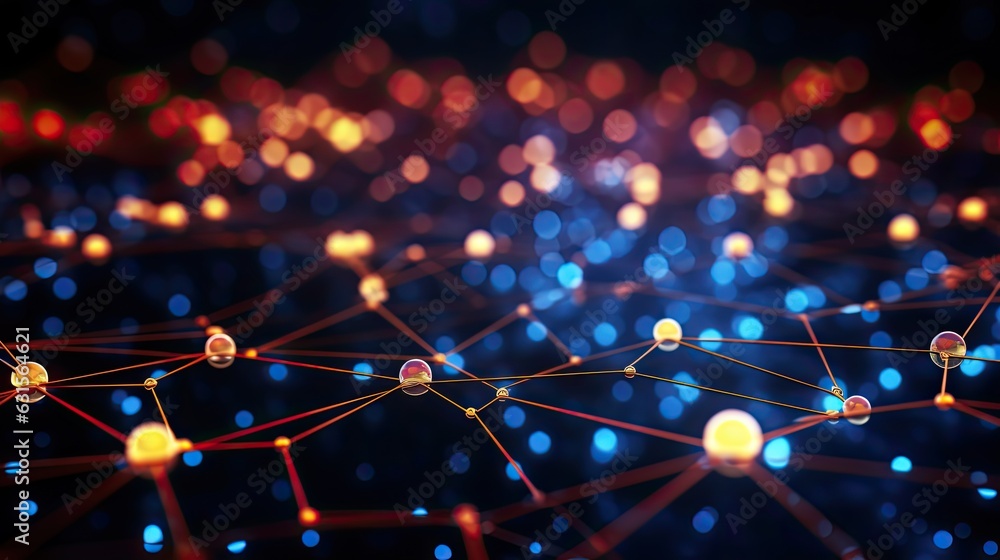 Poster dynamic wave light stipe tech, futuristic network connection background