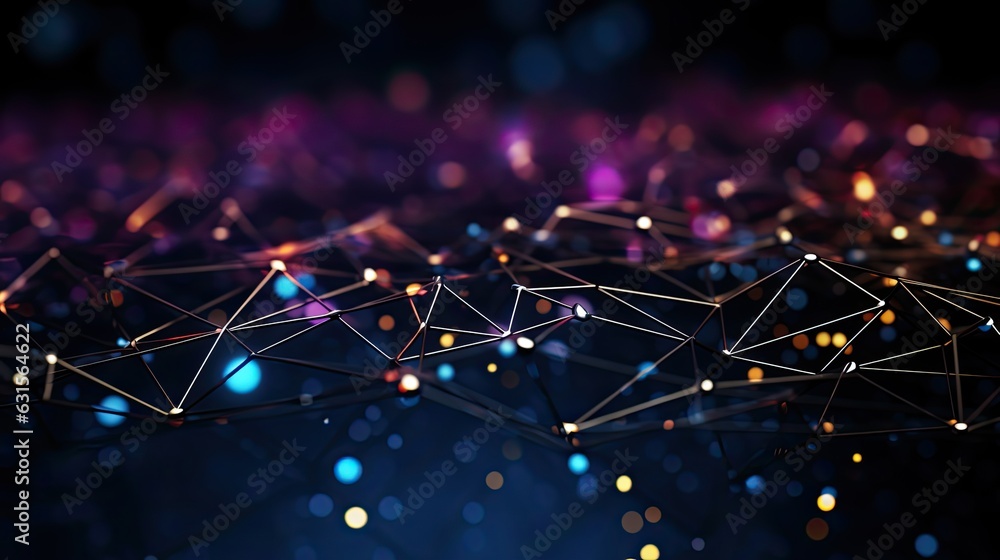 Poster dynamic wave light stipe tech, futuristic network connection background