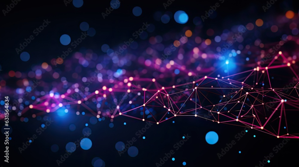 Poster dynamic wave light stipe tech, futuristic network connection background