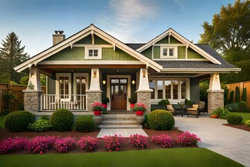 Freshly Painted Craftsman Bungalow House .