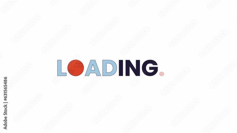 Poster red circle, linear blue 2d loading text animation. animated cartoon 4k video loader motion graphic. 