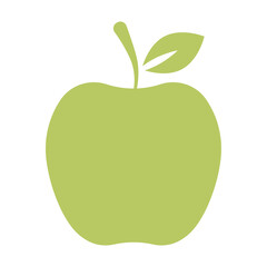 Fresh Green Apple Icon Vector with Single Leaf - Clean and Modern Flat Design