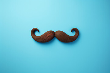 Blue november concept. Mustache isolated on a blue background. High quality photo