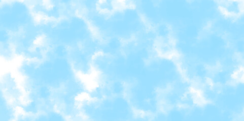 Sky clouds landscape light background. White cumulus clouds formation in blue sky. sunny heaven landscape, bright cloudy sky view from airplane, copy space. Panorama of blue sky with white clouds.