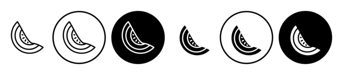 Melon vector icon set. watermelon slice symbol in black color.