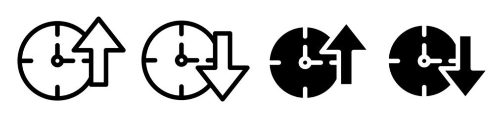Uptime and downtime icon set. dedicated server high uptime vector symbol in black color. low recovery time sign. for app, and website UI designs. - obrazy, fototapety, plakaty