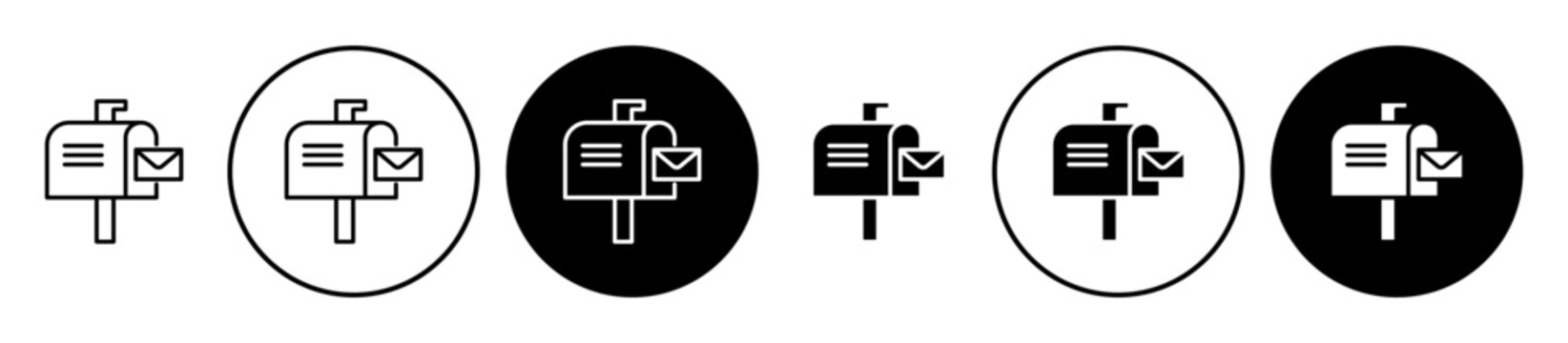 letter box vector icon set. pobox symbol in black color. postal postcard postbox sign. mail box vector symbol.