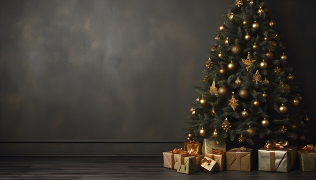 Christmas tree decoration background image, material, with appropriate space