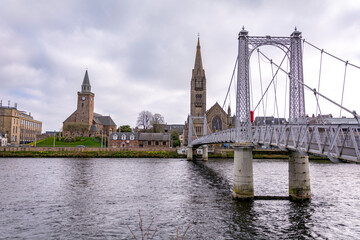 Fototapeta na wymiar Beautiful cityscape of Inverness by the river