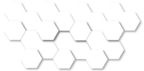 Pattern of white hexagon white abstract hexagon wallpaper or background. 3D Futuristic abstract honeycomb mosaic white background. geometric mesh cell texture. 