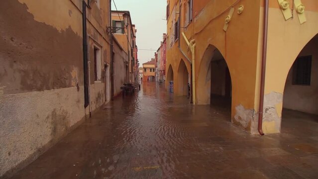 Water on the streets of the city of Chioggia (Venice lagoon)