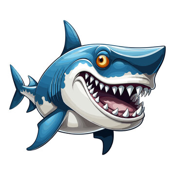 Shark opens mouth and looks angry sticker