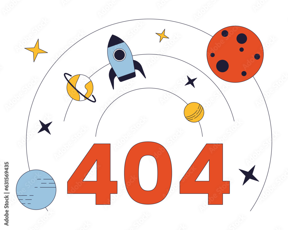 Poster rocket science error 404 flash message. universe exploration. science and technology. empty state ui