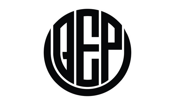 QEP shield in circle logo design vector template. lettermrk, wordmark, monogram symbol on white background.	