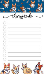 Fototapeta premium Stylish To Do List and Shopping list set in vector. Lovely Pet Shop background. Pet Shop organizer. Empty place for notes and wishes. 