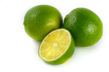 green fresh lime on white background, studio shot 1
