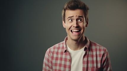 Fototapeta premium Emotional hilarious guy telling a joke