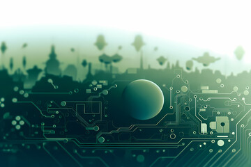 Obraz premium green nature circuit board background Generative AI
