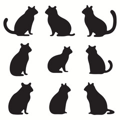 Quokka silhouettes and icons. black flat color simple elegant Quokka animal vector and illustration.