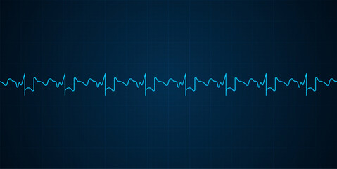 Emergency ekg monitoring. Blue glowing neon heart pulse. Heart beat. Electrocardiogram