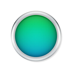 Green and blue glossy badge or button on white background