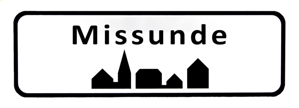City sign of Missunde - Missunde Byskilt