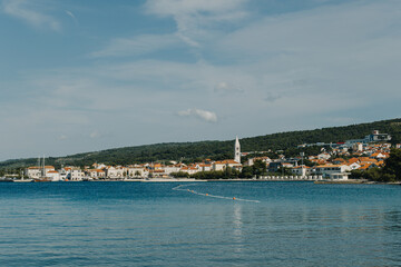Naklejka na ściany i meble Amazing view of old town Supetar, Brach island, Croatia. Beautiful sunny day.