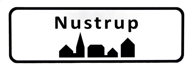 City sign of Nustrup - Nustrup Byskilt