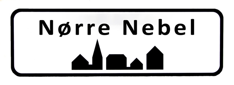 City sign of N&oslash;rre Nebel - N&oslash;rre Nebel Byskilt
