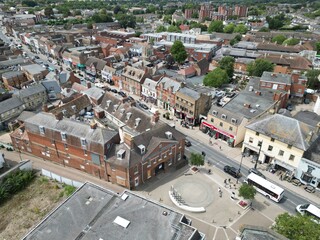 High street Newmarket town Suffolk England Aerial drone,aerial  view © Air Video UK 