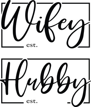 Wifey Hubby wedding monograms. Marriage wifey hubby rectangle stamps for invitations, save the dates.
