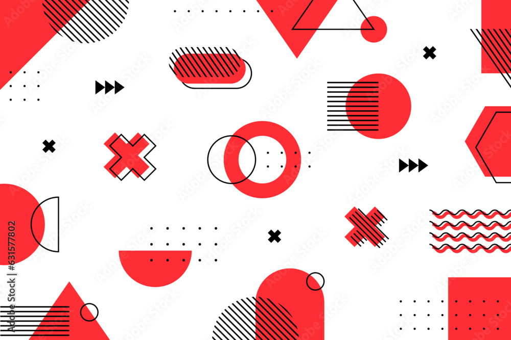 Poster abstract minimal background with memphis geometry style