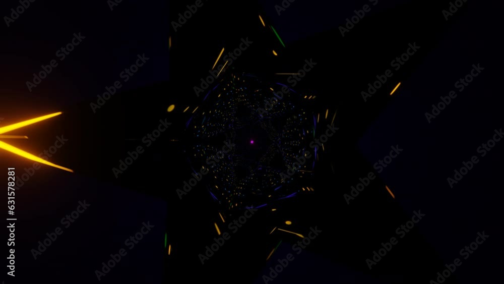 Poster energetic and captivating vj loop featuring mesmerizing sci-fi neon lights.