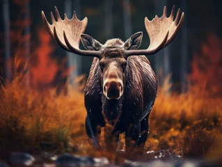 Fototapete Elchbulle Moose in its Natural Habitat, Wildlife Photography, Generative AI