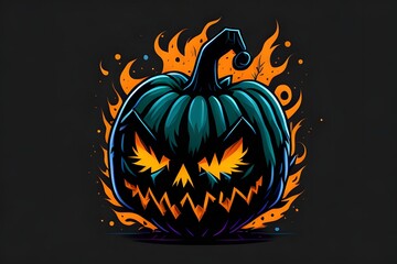 Scary Pumpkin Head Halloween, Spooktacular Carving and Creepy Pumpkin Head Illustration. Ai Generative