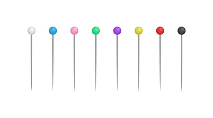 Pins with beads colorful set flat illustration