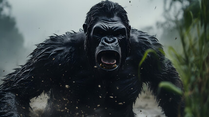 Furious Chimpanzee Attacking Wallpaper