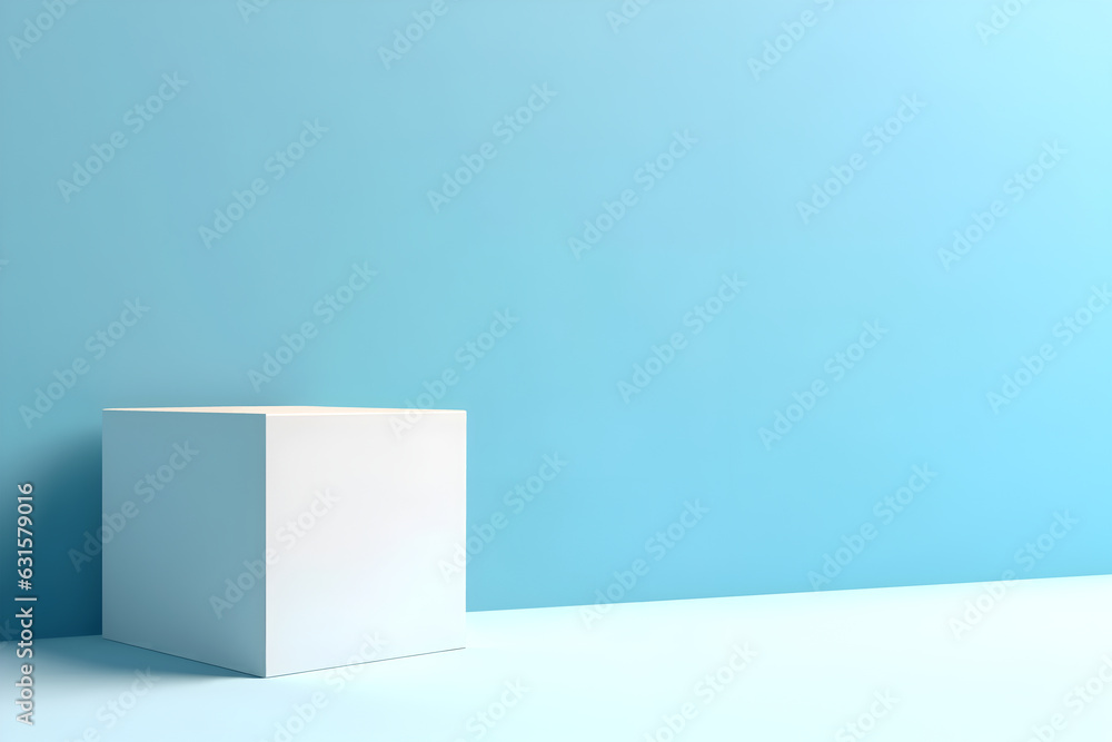 Fototapete abstract minimal concept. pastel blue colour background with cube podium abstract geometric and natu