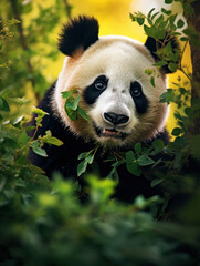 Fototapeta premium Panda in its Natural Habitat, Wildlife Photography, Generative AI