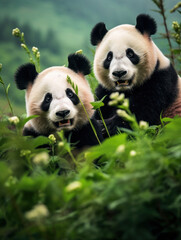 Panda in its Natural Habitat, Wildlife Photography, Generative AI