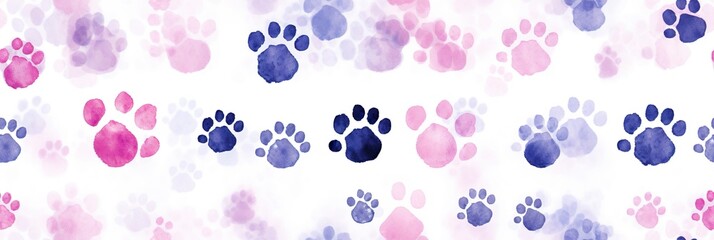 pattern with paw prints isolated on a white background. ai generative.