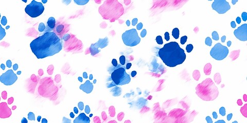pattern with paw prints isolated on a white background. ai generative.