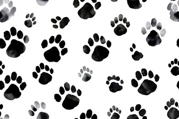pattern with paw prints isolated on a white background. ai generative.