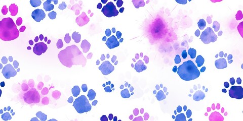 pattern with paw prints isolated on a white background. ai generative.