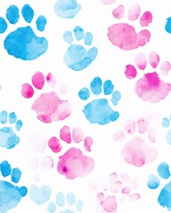 pattern with paw prints isolated on a white background. ai generative.