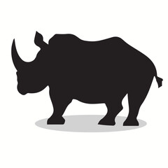 White Rhinoceros silhouettes and icons. black flat color simple elegant White Rhinoceros animal vector and illustration.