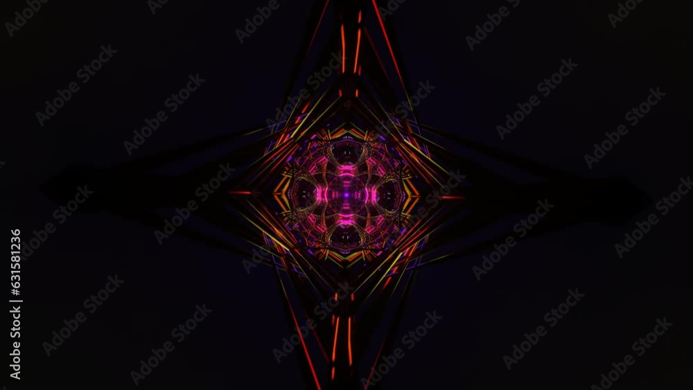 Poster dynamic vj loop pulsating with radiant sci-fi neon lights.