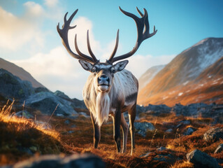 Reindeer in its Natural Habitat, Wildlife Photography, Generative AI